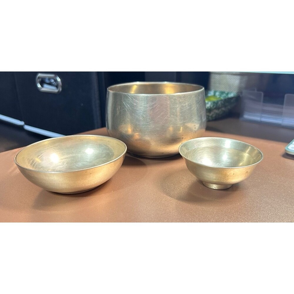 3 Seperate Brass Bowls Different Sizes & Shapes